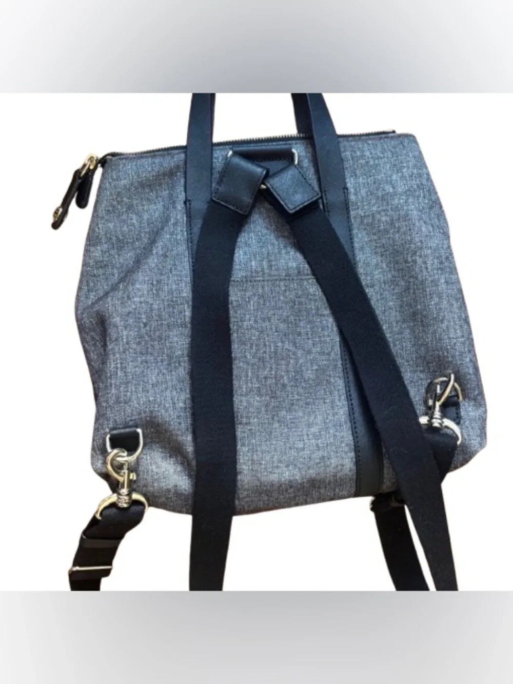 Henri Bendel Jetsetter 3-Way Convertible Backpack Grey Tweed Leather EUC Rare